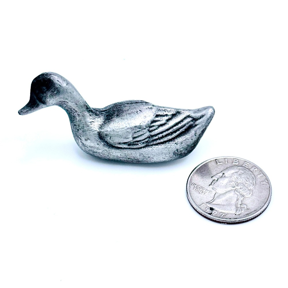Vintage Miniature Pewter Duck Figurine Hand Cast Farmhouse Cottagecore Decor - Picture 6 of 6